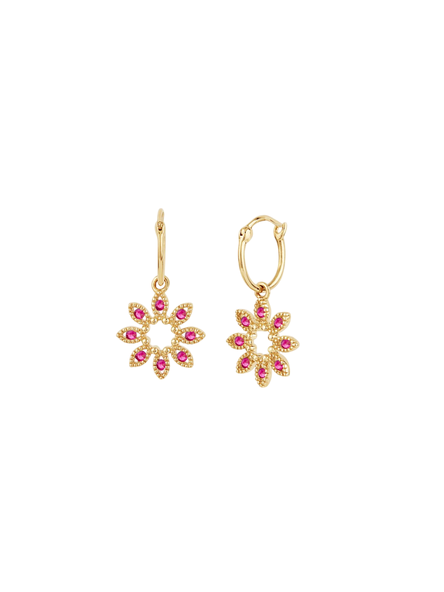 Jasmine flower ruby drop earrings